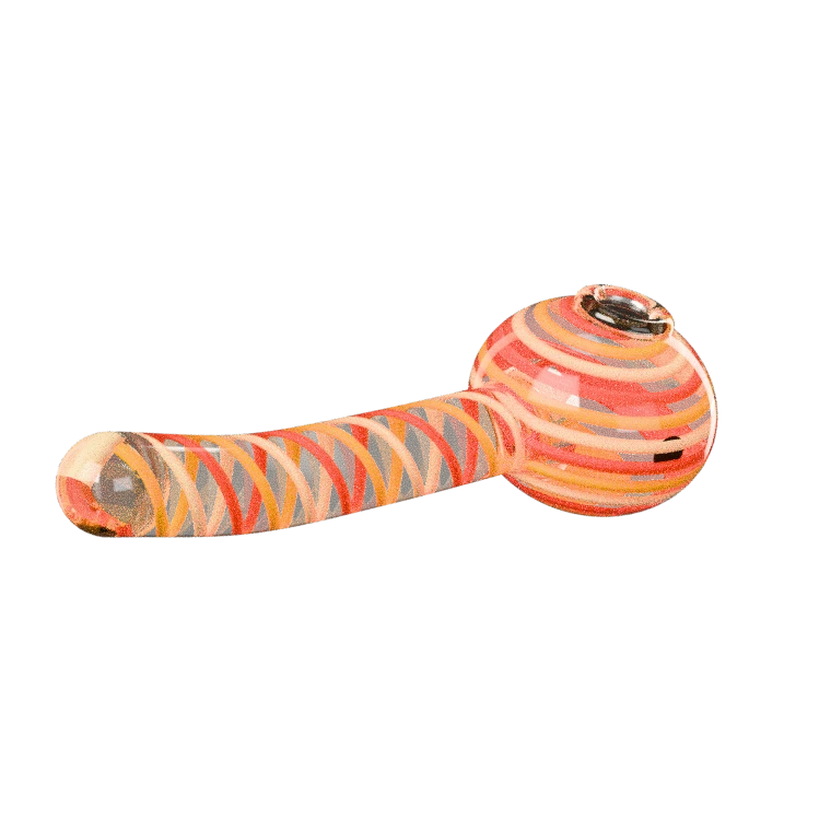 3D render of a glass pipe with colored swirls